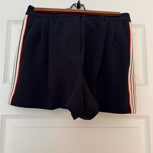 Aritzia Effortless Navy Shorts with Red and White Stripes